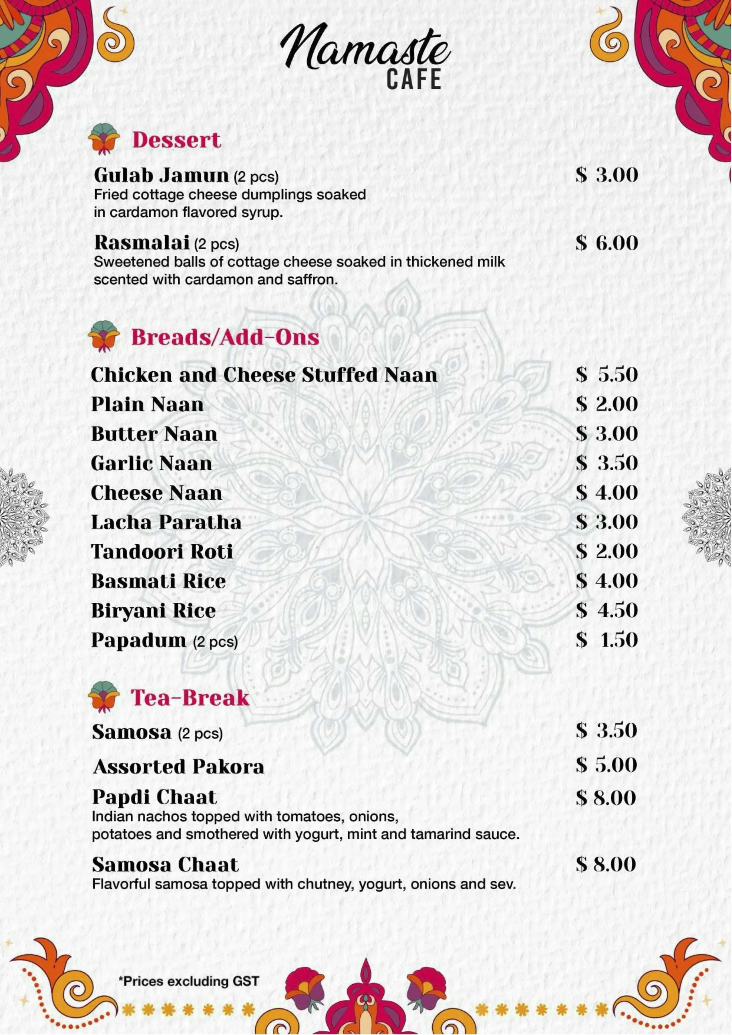 Namaste Cafe - Food And Drink Menu Design