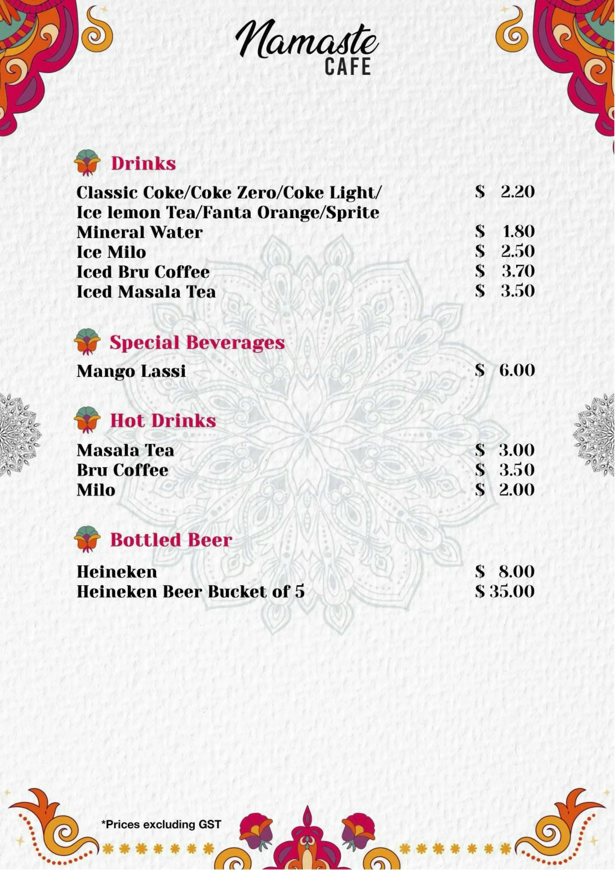 Namaste Cafe - Food And Drink Menu Design