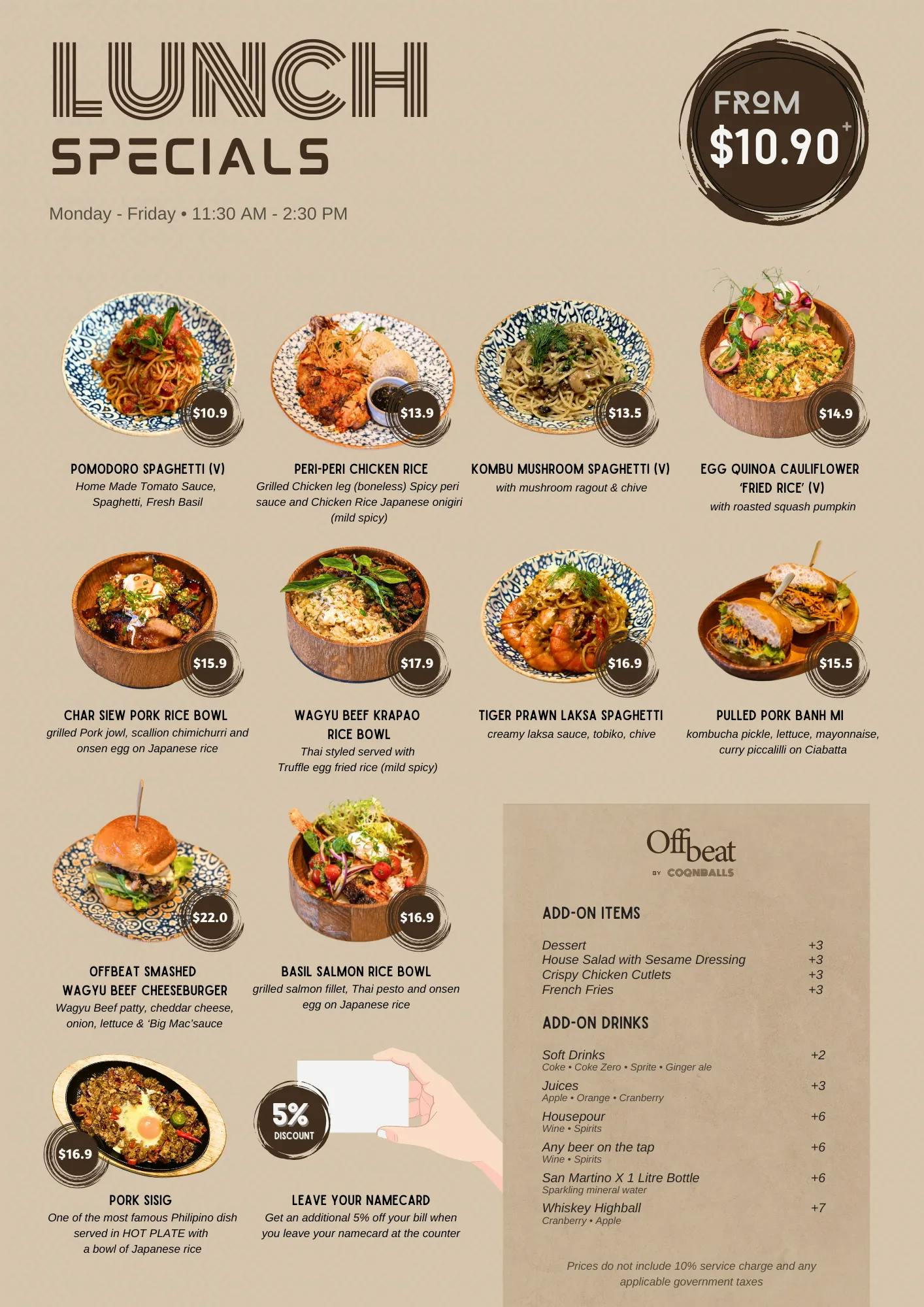 Offbeat Singapore - Restaurant lunch special menu page 1